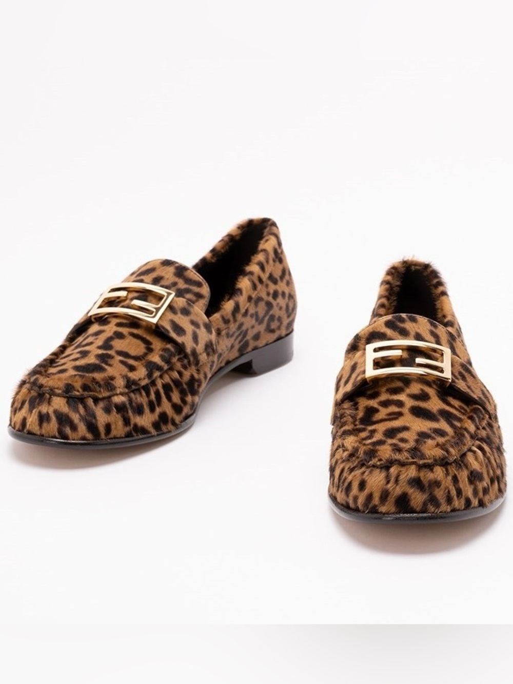 FENDI Baguette FF logo leopard print loafers flats - Picture 2 of 5